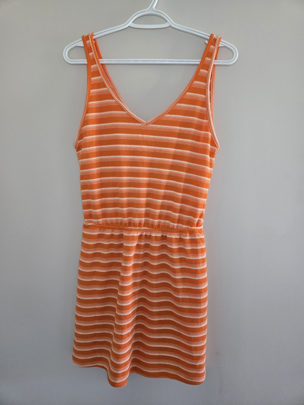 🍊 Cupshe Y2K Orange & White Waffle Sleeveless Swim Cover Up Dress - Size Medium